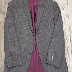 40R Men's Alfani Patterned Blazer Gray Slim Flex Fit Wool Blend Sport Coat